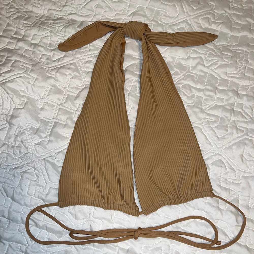 Frankie's Bikinis Tan Ribbed Bikini Top